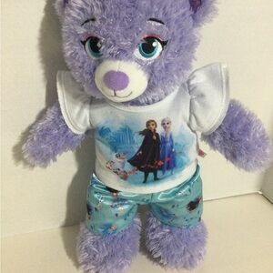 DISNEY FROZEN BUILD A BEAR ANNA PURPLE SPARKLE PLUSH STUFFED  Bear WITH PAJAMAS